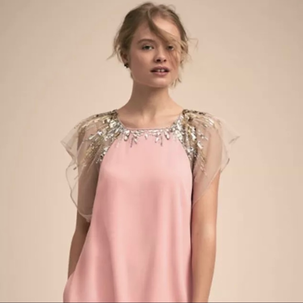Aidan Mattox Formal Blush Pink Beaded Sleeve Dress